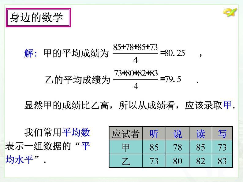 初中数学人教 版八年级下册 章前引言及加权平均数 课件03