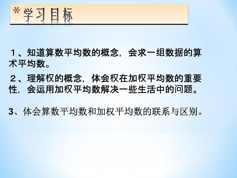 初中数学人教 版八年级下册 章前引言及加权平均数2 课件03