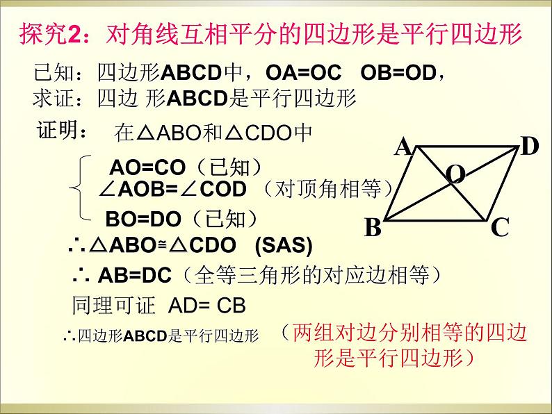 初中数学人教 版八年级下册 由性质定理的逆定理得平行四边形的3个判定定理1 课件第8页