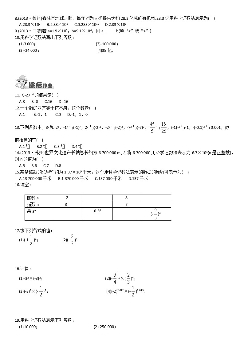 1.6  有理数的乘方练习题02
