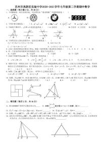 江苏省苏州市高新区实验中学2020~2021学年七年级下学期期中数学试卷（含答案）