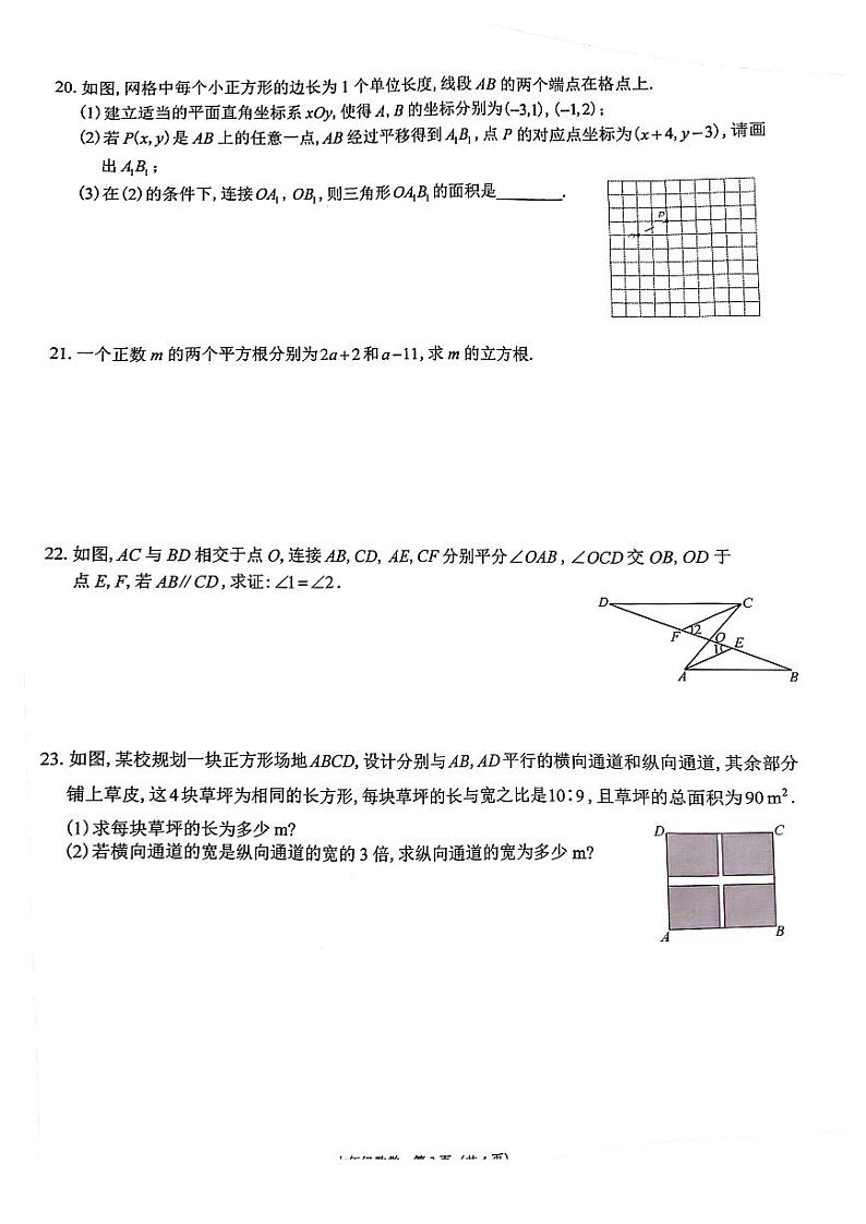 福建省福州市仓山区2021-2022学年七年级下学期期中质量检查数学试卷（有答案）03