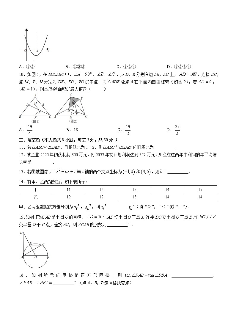 2022年江苏省无锡市积余实验学校九年级一模数学试题第2页