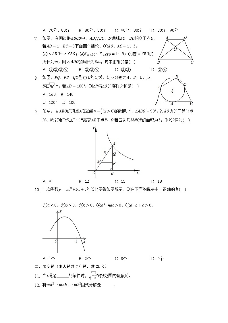 广东省珠海市香洲区文园中学2022年中考数学综合复习试卷第2页