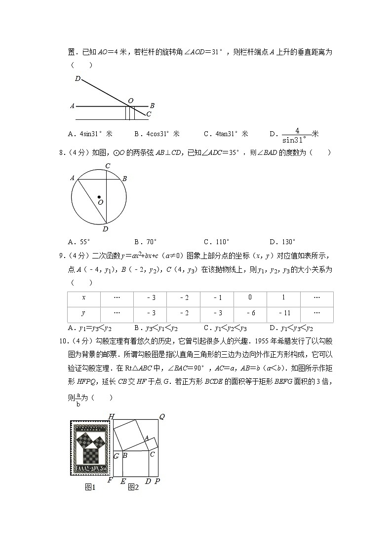 浙江省温州市部分校2021-2022学年九年级中考第一次适应性检测数学试题第2页
