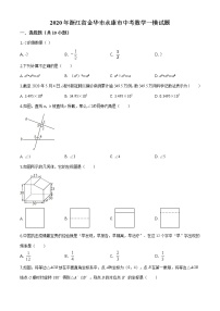 精品解析：2020年浙江省金华市永康市中考数学一模试题（解析版+原卷板）