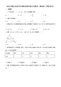 精品解析：2020年浙江省金华市国际实验学校中考数学一模试题（解析版+原卷板）