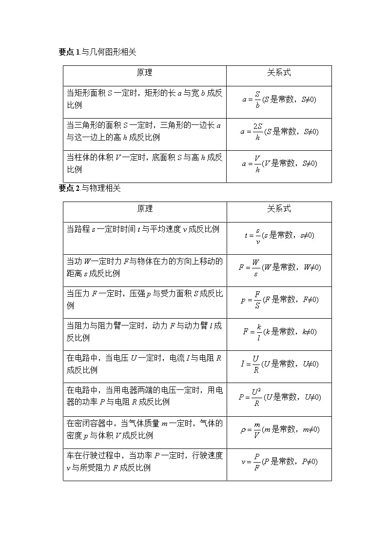 实际问题与反比例函数讲义人教版数学九年级下册教案第2页