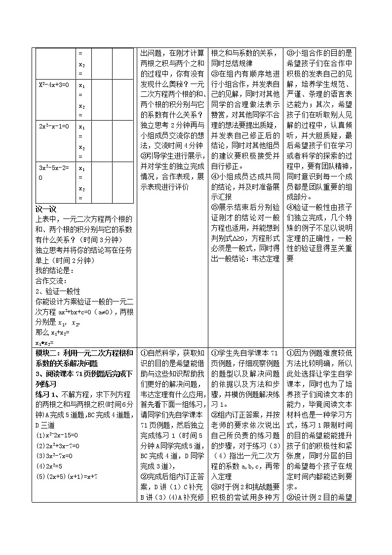 鲁教版（五四制）八年级下册数学 8.5一元二次方程的根与系数的关系 教案02