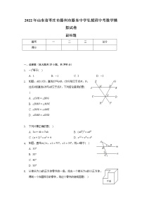 2022年山东省枣庄市滕州市滕东中学弘毅班中考数学模拟试卷（含解析）