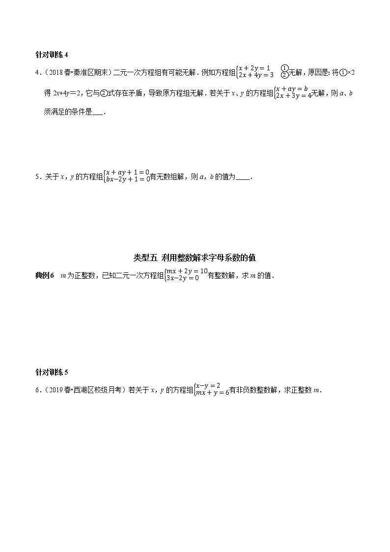 第13讲 含参二元一次方程组的字母系数求值技巧（原卷版）-2021-2022学年七年级数学下册常考点（数学思想+解题技巧+专项突破+精准提升）第3页