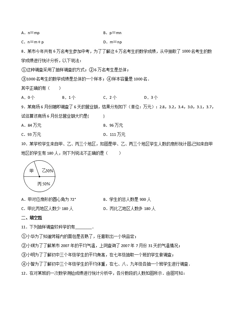 人教版 七年级数学下册同步精品试卷 第30课  数据的收集、整理与描述单元检测 (教师版+学生版）02