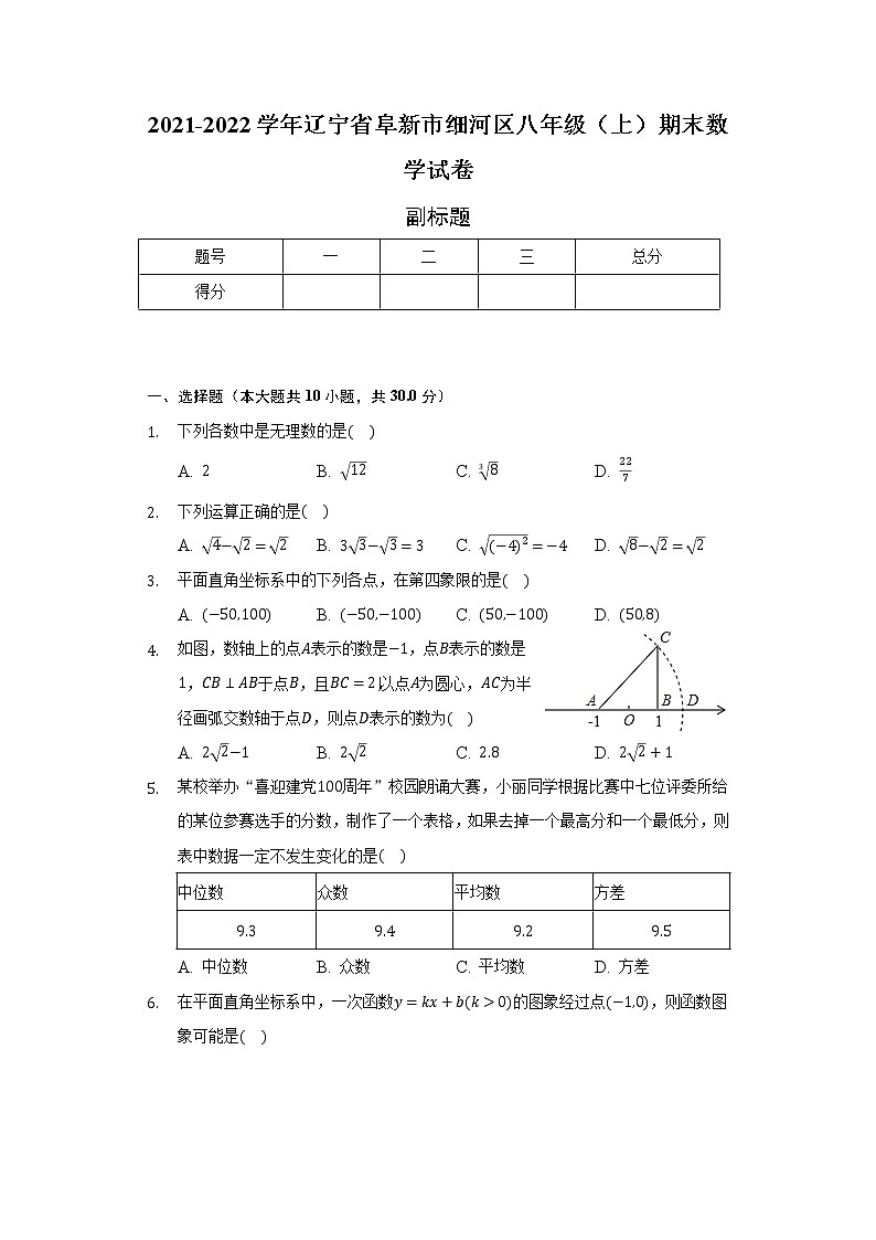 2021-2022学年辽宁省阜新市细河区八年级（上）期末数学试卷（含解析）01