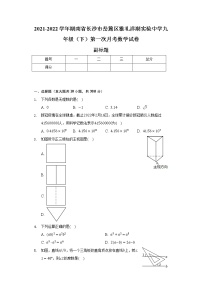 2021-2022学年湖南省长沙市岳麓区雅礼洋湖实验中学九年级（下）第一次月考数学试卷（含解析）