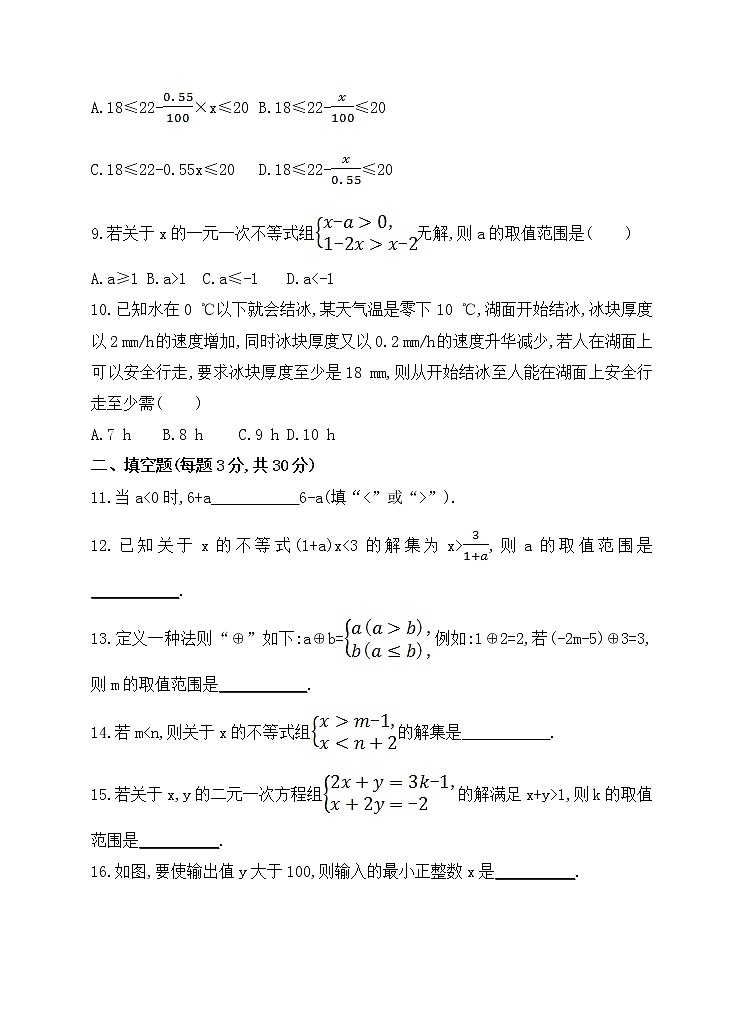 华师大版数学七年级下册《一元一次不等式》单元测试卷01（含答案）第2页