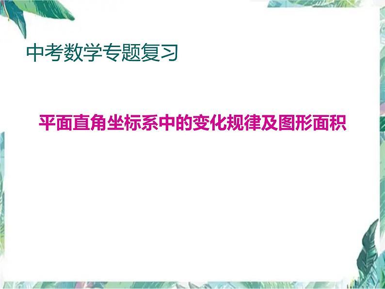 2022年中考数学专题复习平面直角坐标系中的变化规律及图形面积课件第1页