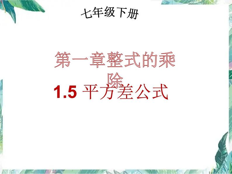 平方差公式的应用 优质课件第1页