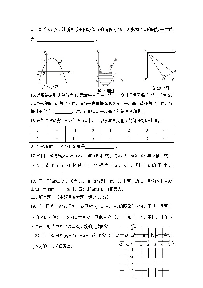 苏科版数学九年级下册《二次函数》单元测试卷07（含答案）第3页