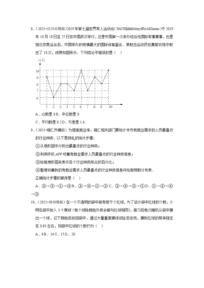2022年中考数学复习之小题狂练450题（选择题）：统计与概率（含答案）第3页