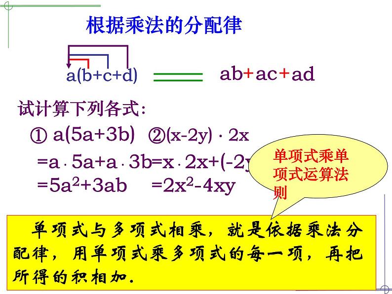 苏科版七年级下册数学课件 9.2单项式乘多项式第6页