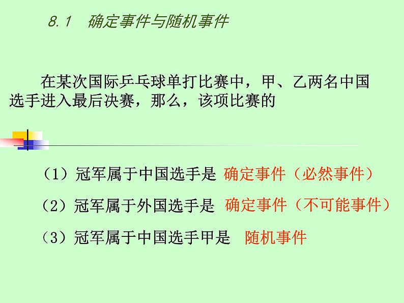 苏科版八年级下册数学 8.1确定事件与随机事件 课件04