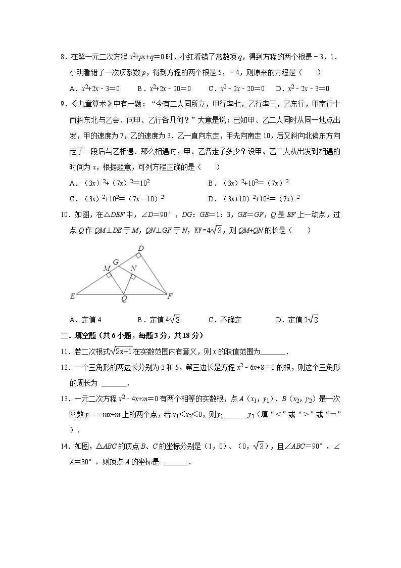 安徽省合肥市四十八中2021-2022学年八年级下学期期中考试数学试卷（无答案）02