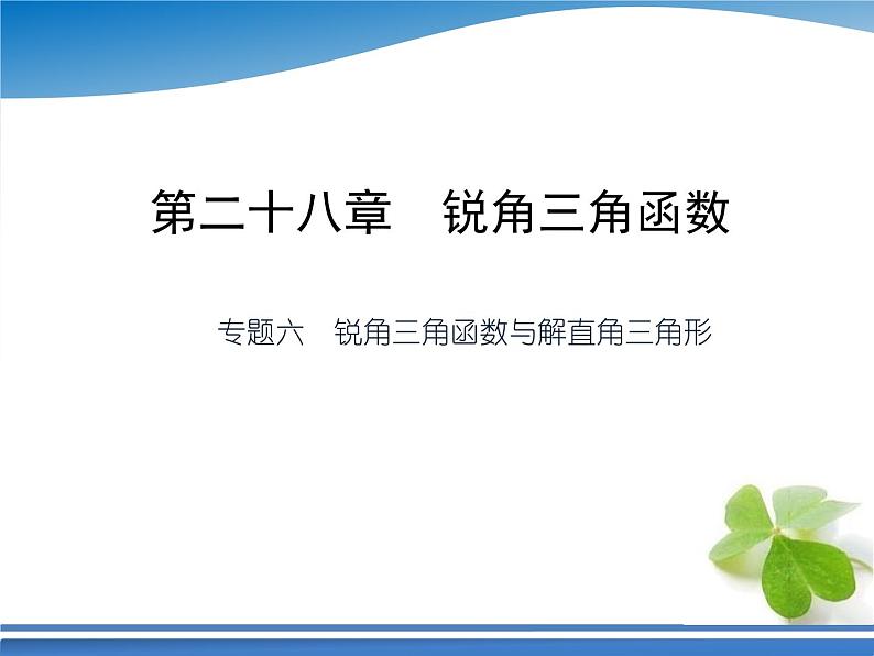 专题六　锐角三角函数与解直角三角形课件PPT第1页