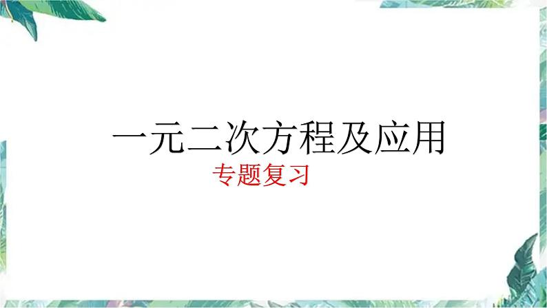 一元二次方程及应用 专题复习课件PPT第1页