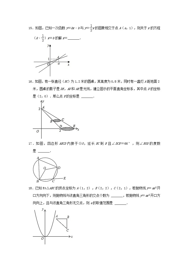2022年甘肃省张掖市中考数学冲刺卷（二）(word版无答案)03