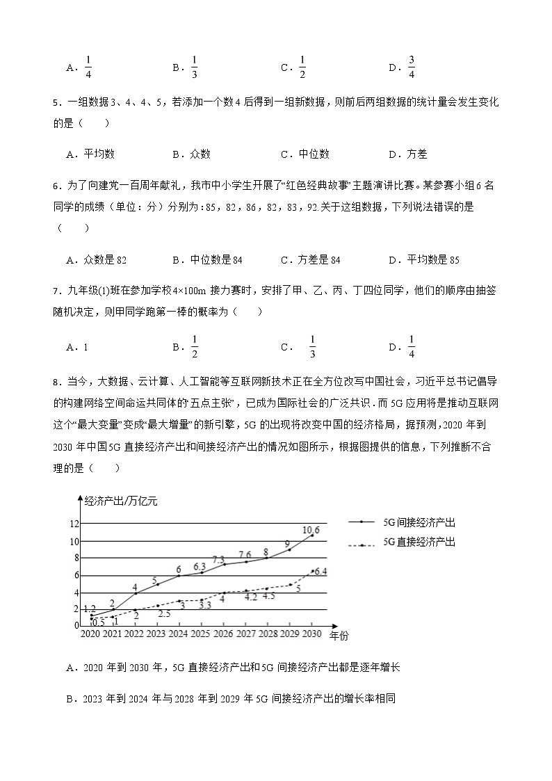 2022届中考数学二轮专题复习-数据搜集整理数据分析概率解析版第2页