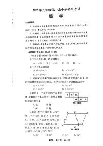 2022年河南省济源市九年级中考第一次模拟考试数学试题