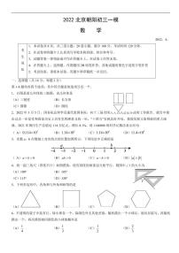 2022届北京朝阳区初三一模 数学试题（含答案）