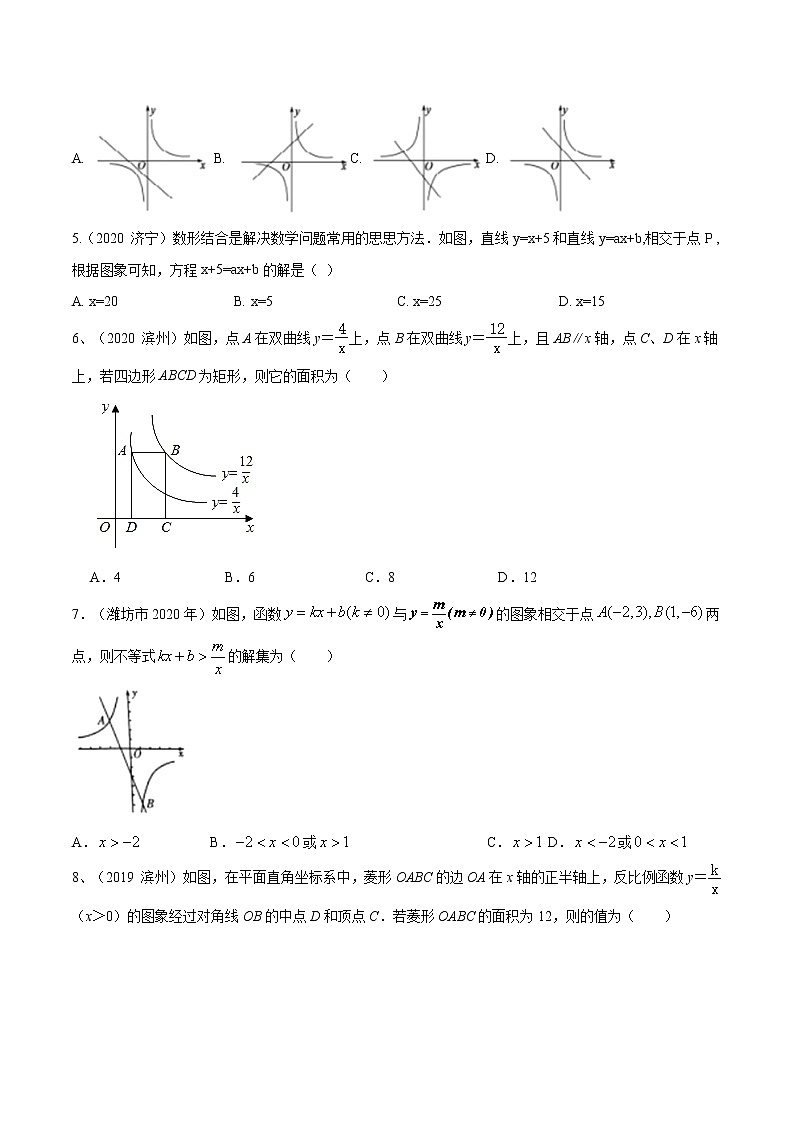 2022届中考数学专题练 专题09 一次函数和反比例函数（原卷版）第2页