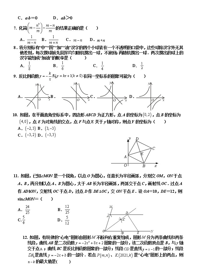 山东省济南市章丘区2022年初中学业水平考试+数学模拟试题（五）02