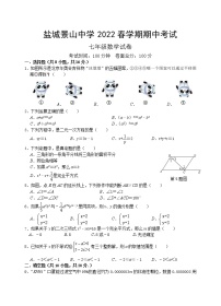 江苏省盐城景山中学2021-2022学年七年级下学期期中考试数学试卷(word版含答案)