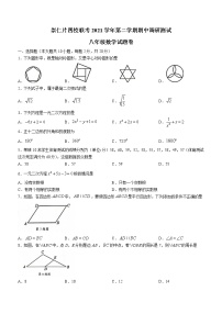 浙江省绍兴市嵊州市四校联考2021-2022学年八年级下学期期中数学试题(word版含答案)