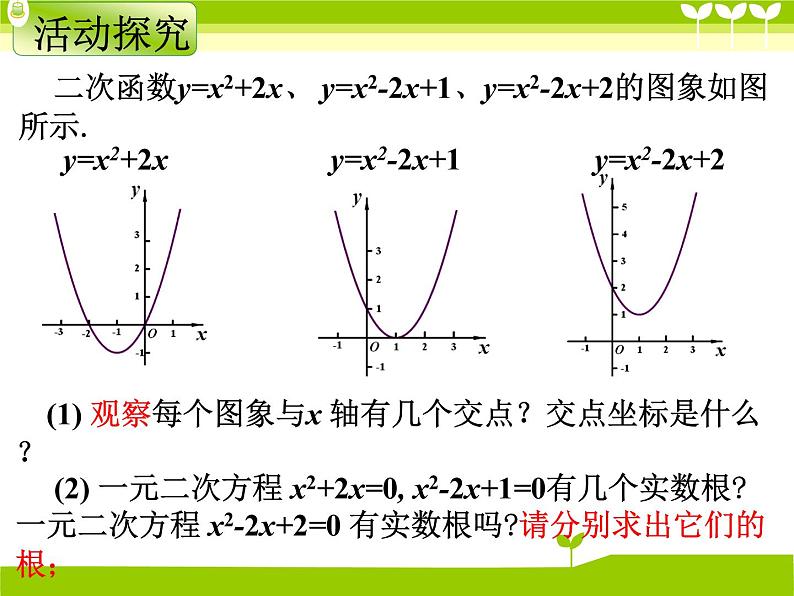 初中数学北师大版九下二次函数与根的判别式的关系二次函数与一元二次方程部优课件第5页