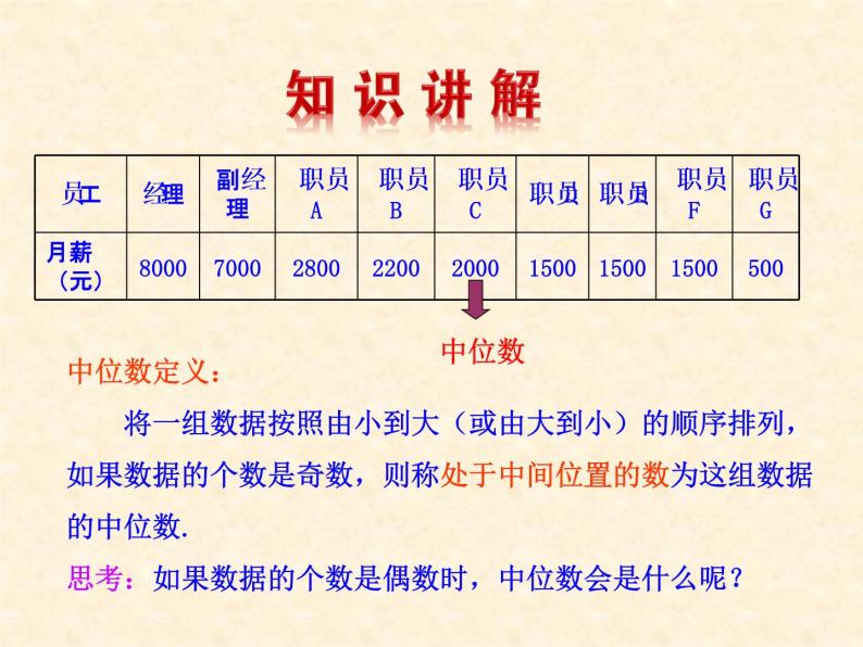华师大版八年级下册1. 中位数和众数教学演示课件ppt-教习网|课件下载