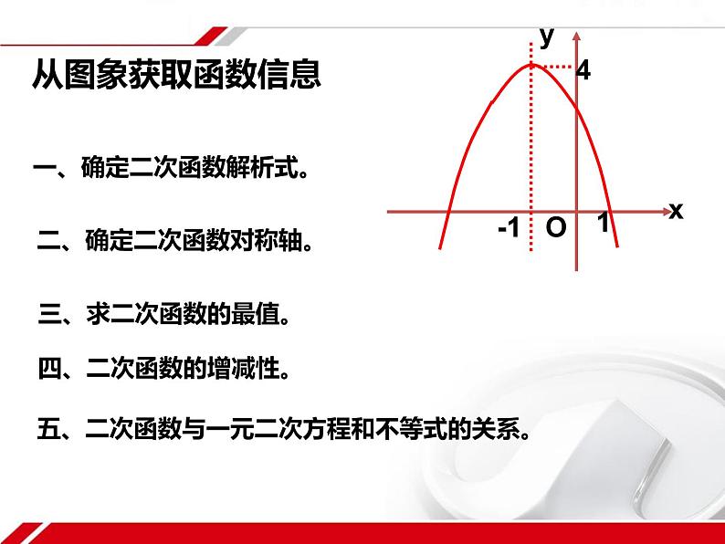 初中数学华东师大版九下小结二次函数的复习部优课件04