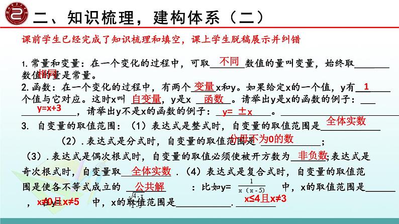 初中数学冀教版八下回顾与反思章 函数部优课件05