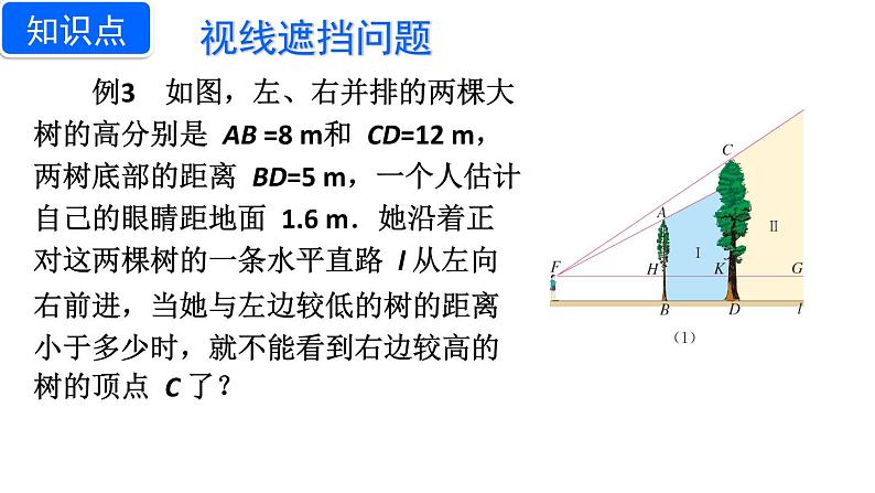 初中数学人教版九下相似三角形应用举例——视线遮挡问题部优课件05