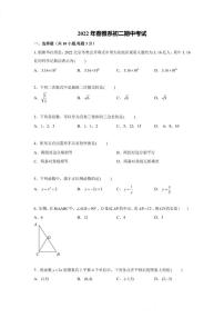 湖南长沙雅礼教育集团2021-2022学年初二下册期中数学试卷(图片版含手写答案)