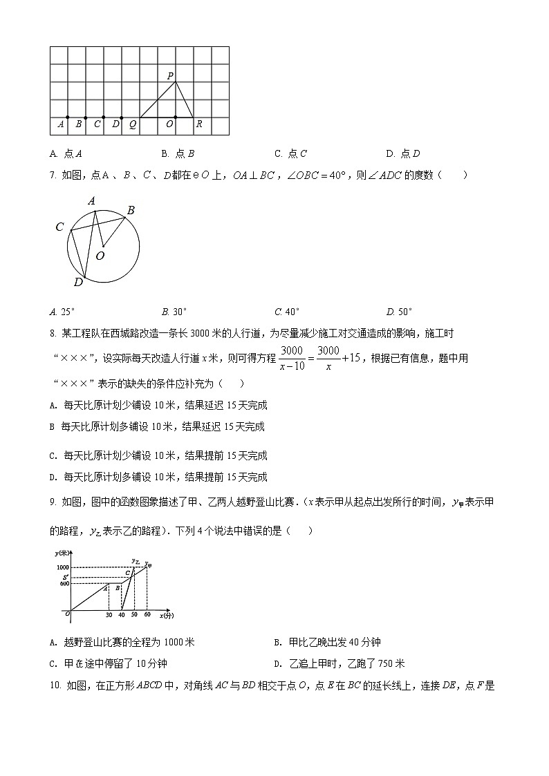 2022年重庆市大渡口区九年级下学期第二次适应性检测数学试题02