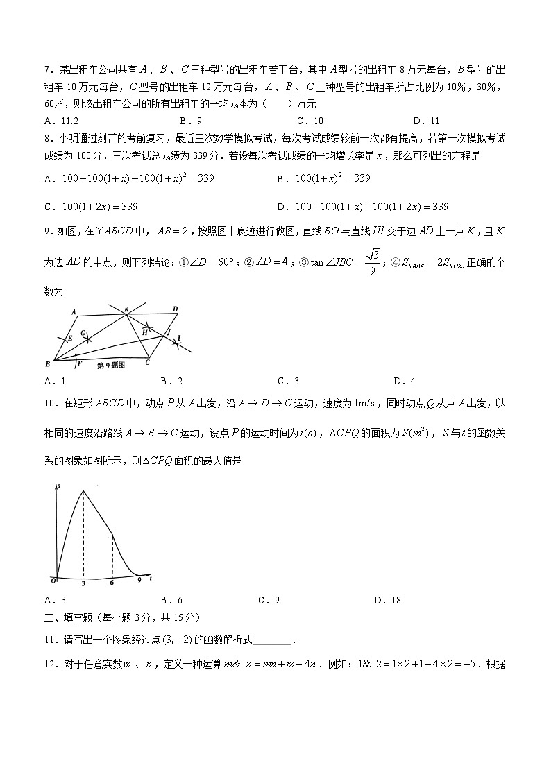 2022年河南省济源市九年级中考第一次模拟考试数学试题第2页