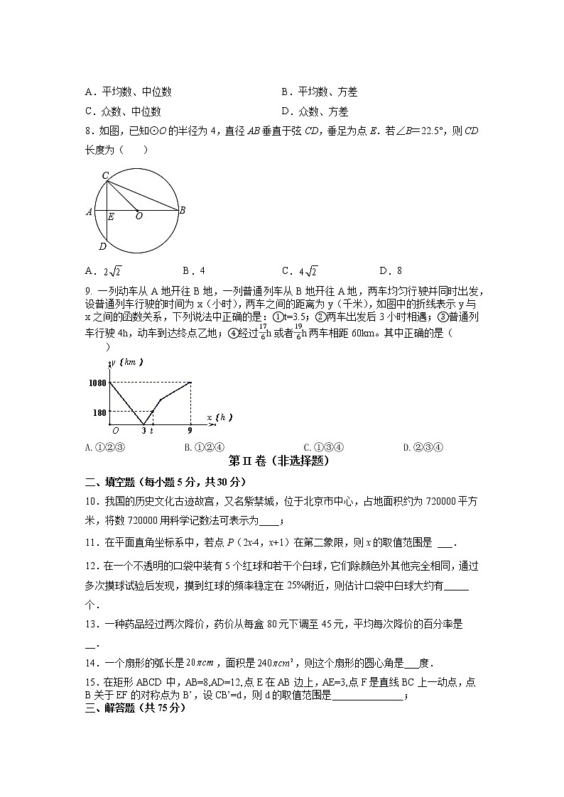 2022年新疆维吾尔自治区乌鲁木齐市中考第二次模拟考试数学试卷+02