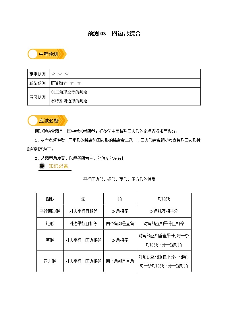 预测03 四边形综合（原卷版）第1页