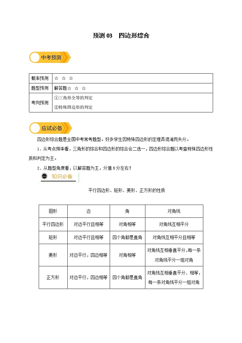 预测03 四边形综合（解析版）第1页