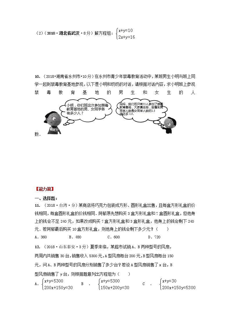 备战中考初中数学导练学案50讲—第05讲 二元一次方程（组）及其应用（讲练版）03