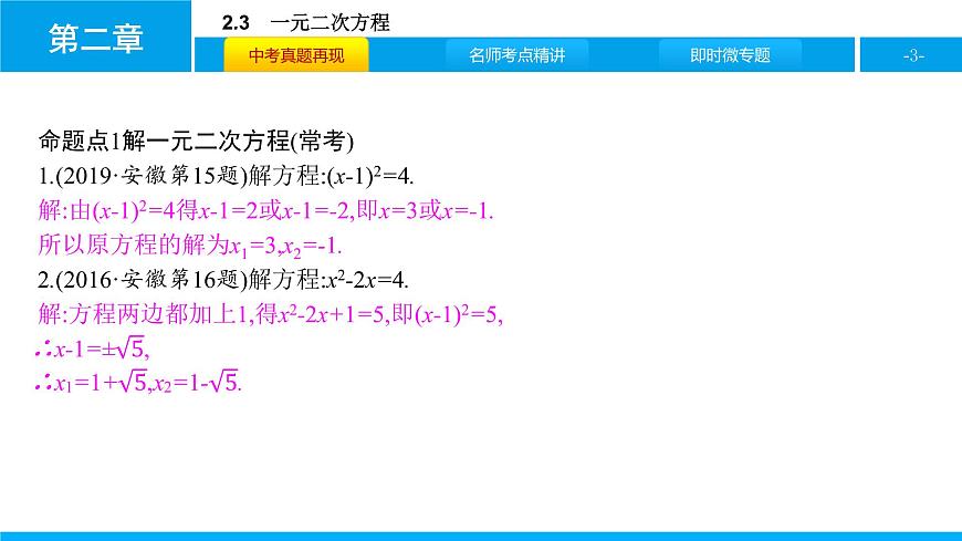 中考二轮专题2.3　一元二次方程课件PPT第3页