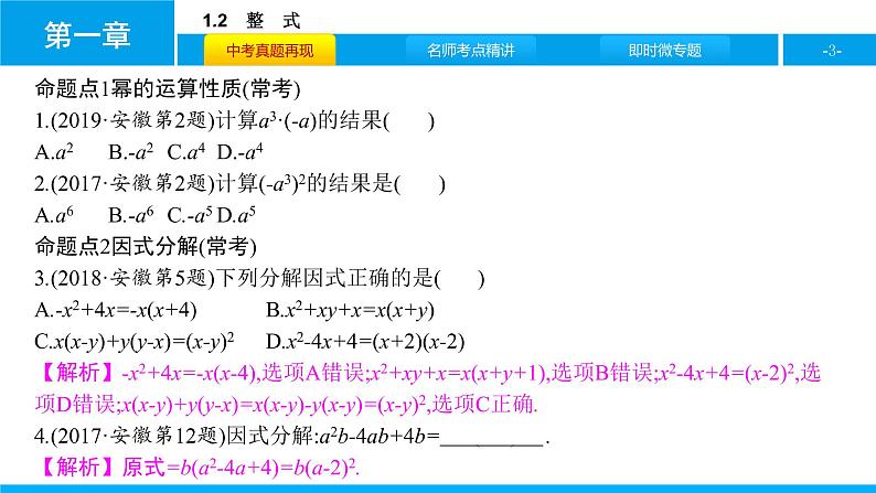 中考二轮专题 1.2　整　式课件PPT第3页